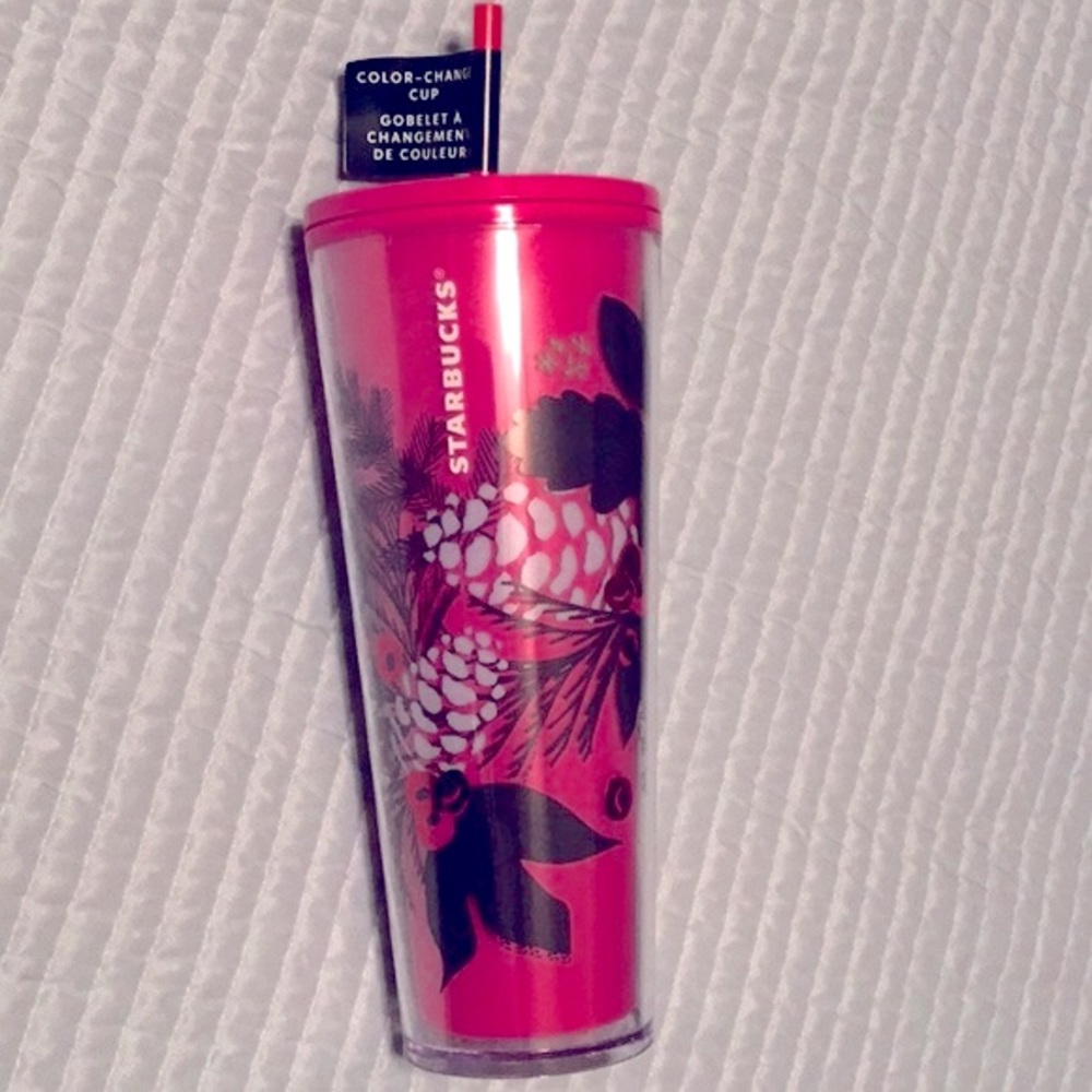 Starbucks Bright Pink Color-Change Pinecone Holiday 2021 Tumbler Cup 24o…